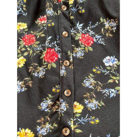 Rue 21 Women's Blouse Size Medium Floral Print Off The Shoulder Button Up Sleeve - Picture 3 of 6